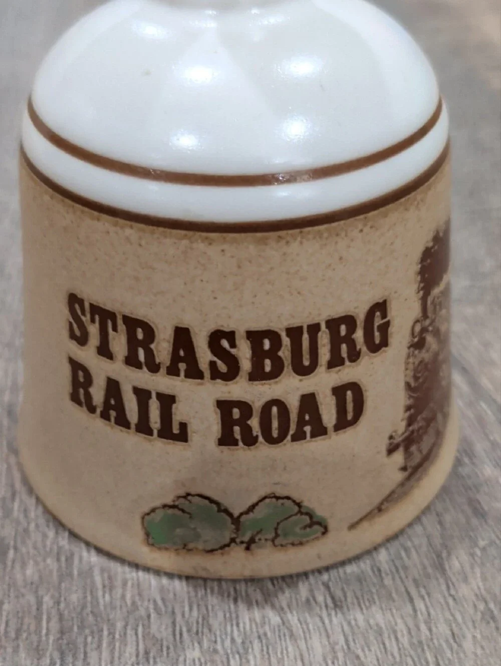 Strasburg Rail Road Ceramic Bell in White and Beige